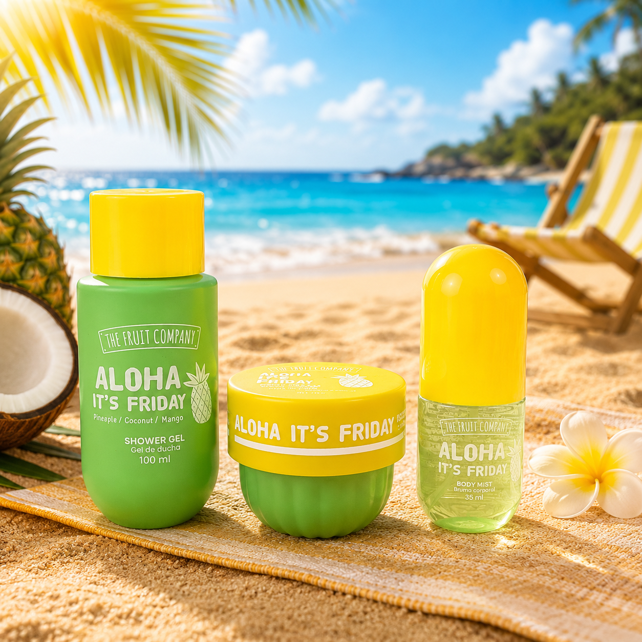 Lot de 4 Pièces - Travel Bag 3 Pièces Summer Aloha It's Friday - The Fruit Company