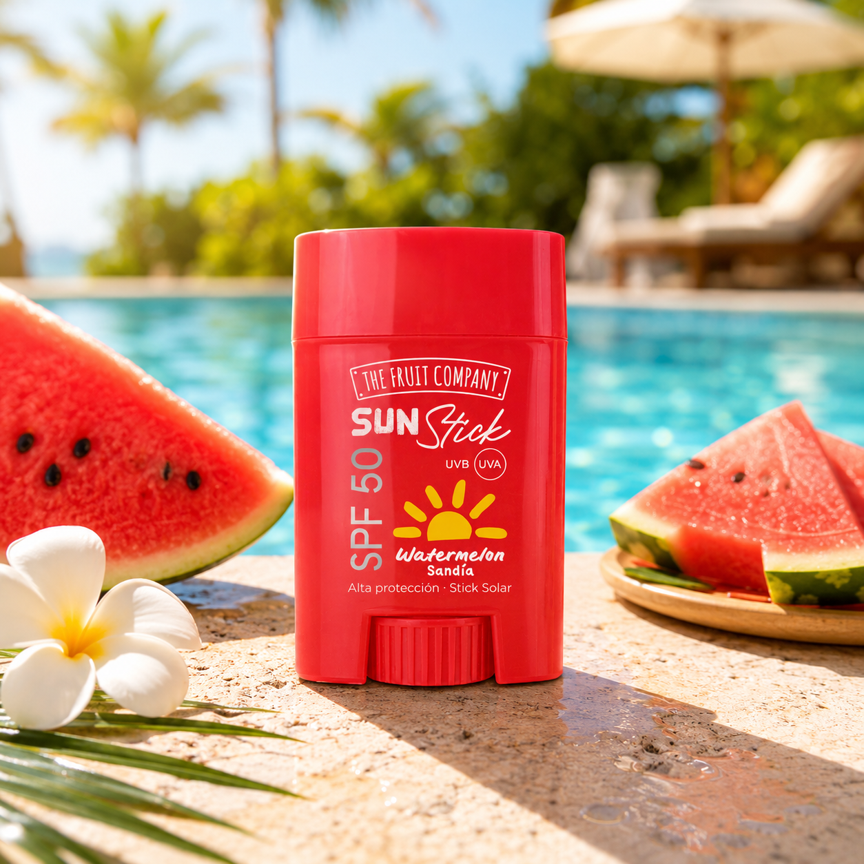 6 Pièces - Stick Solaire SPF 50 Haute Protection Pastèque Water Résistant - The Fruit Company