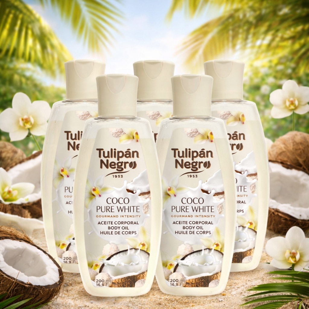 Lot de 6 Pièces - Huile Corporelle Ultra Riche Coco Pure White 200ml - Tulipan Negro
