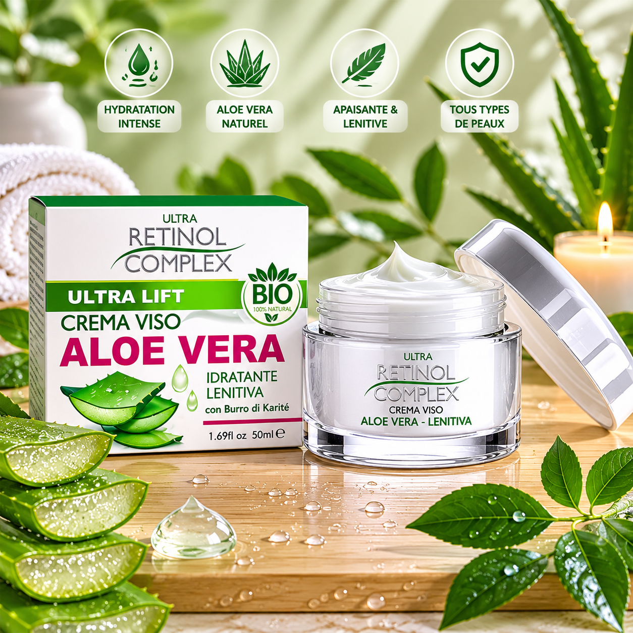 Lot de 6 Pièces - Crème Ultra Proteine  l'Aloe Vera -  Retinol Complex