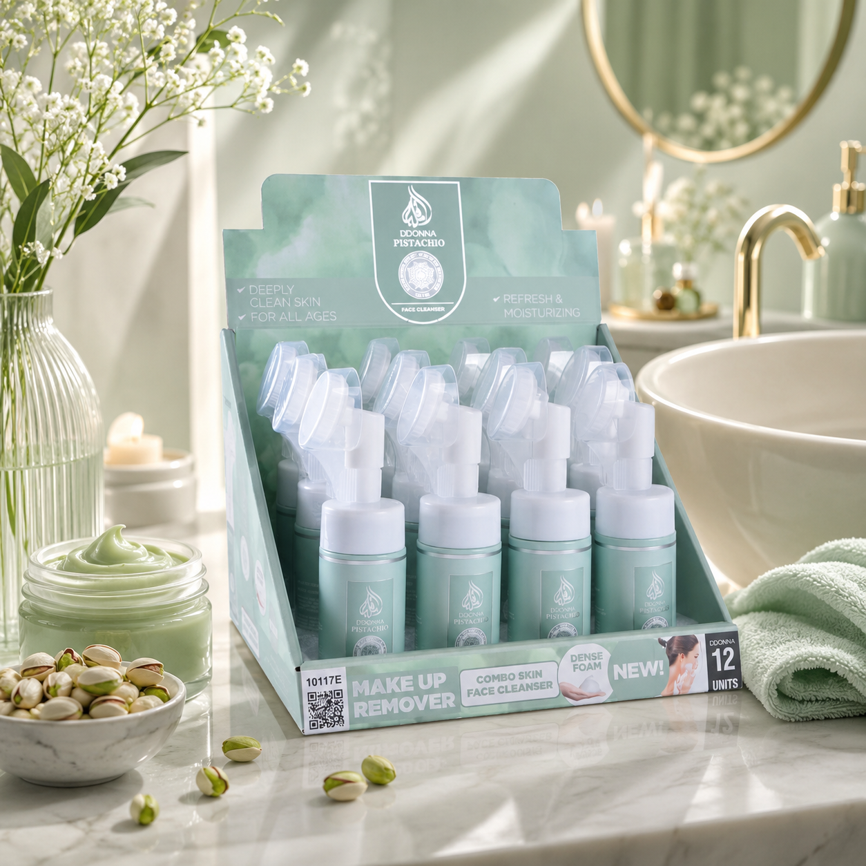 Lot de 12 Pièces - Mousse Nettoyante et Démaquillante Pistachio 100ml - D'Donna