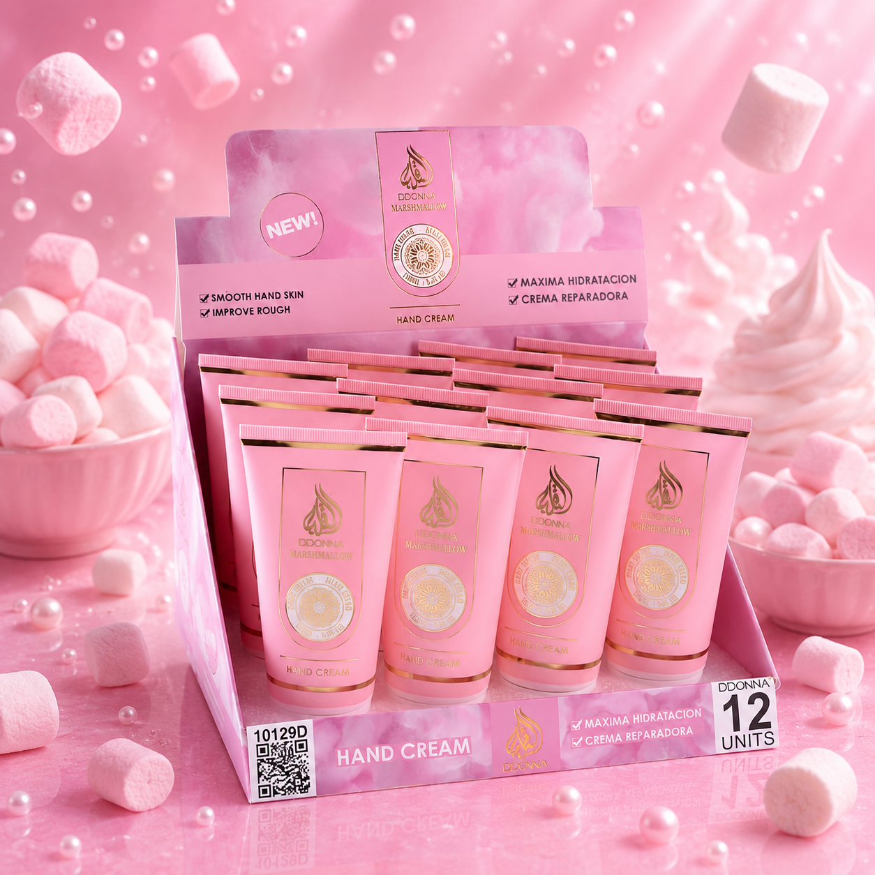 Lot de 12 Pièces - Crème Pour Les Mains Parfum Marshmallow "D'Donna Dubai 100ml - D'Donna