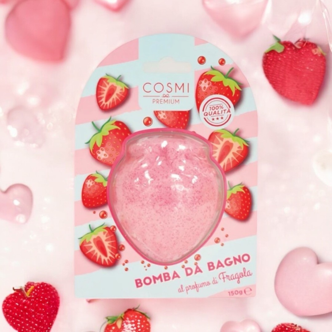 Bombe de bain xxl a la fraise 150GRS de chez cosmi milano