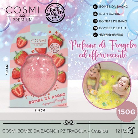 Bombe de bain xxl a la fraise 150GRS de chez cosmi milano