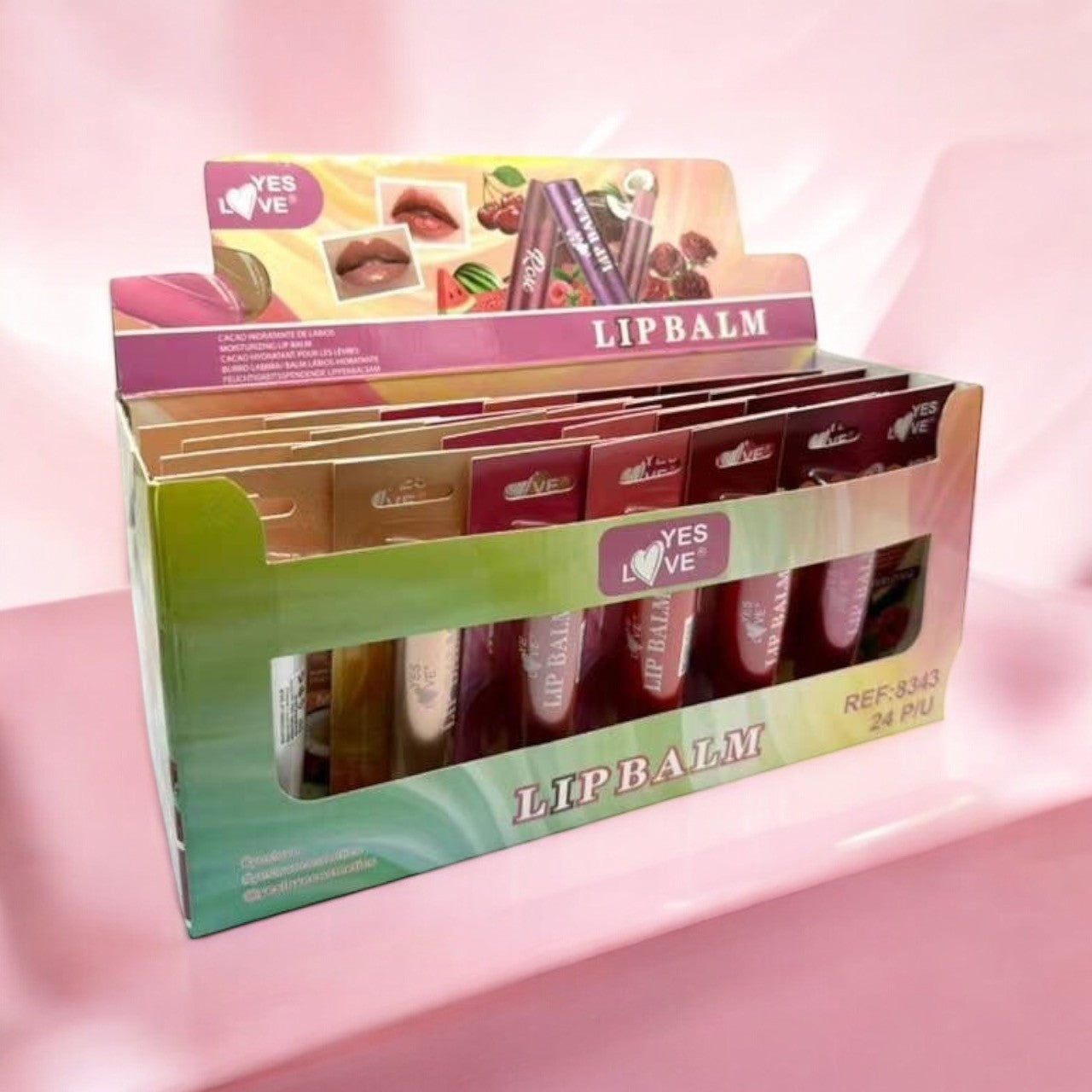 Lot de 24 baume à lèvres colorés et fruités 8343 - Yes love