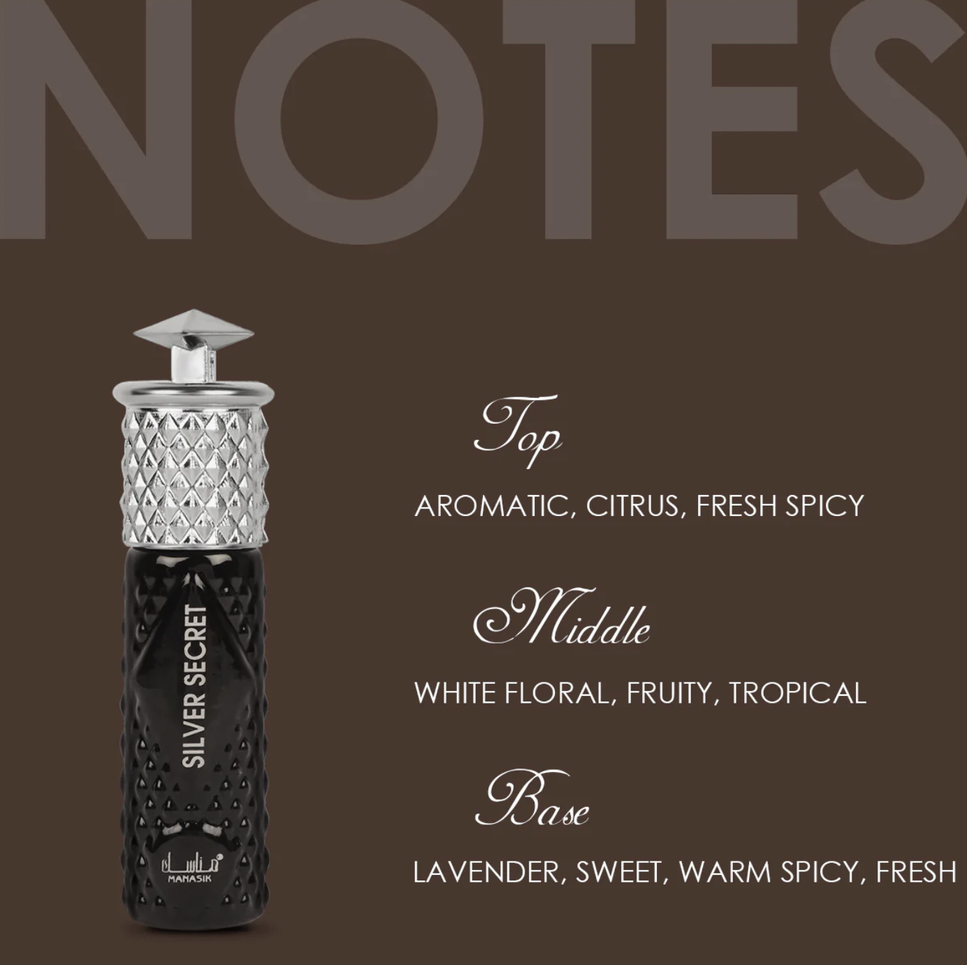 Parfum concentré roll on dubai silver secret de chez manasik