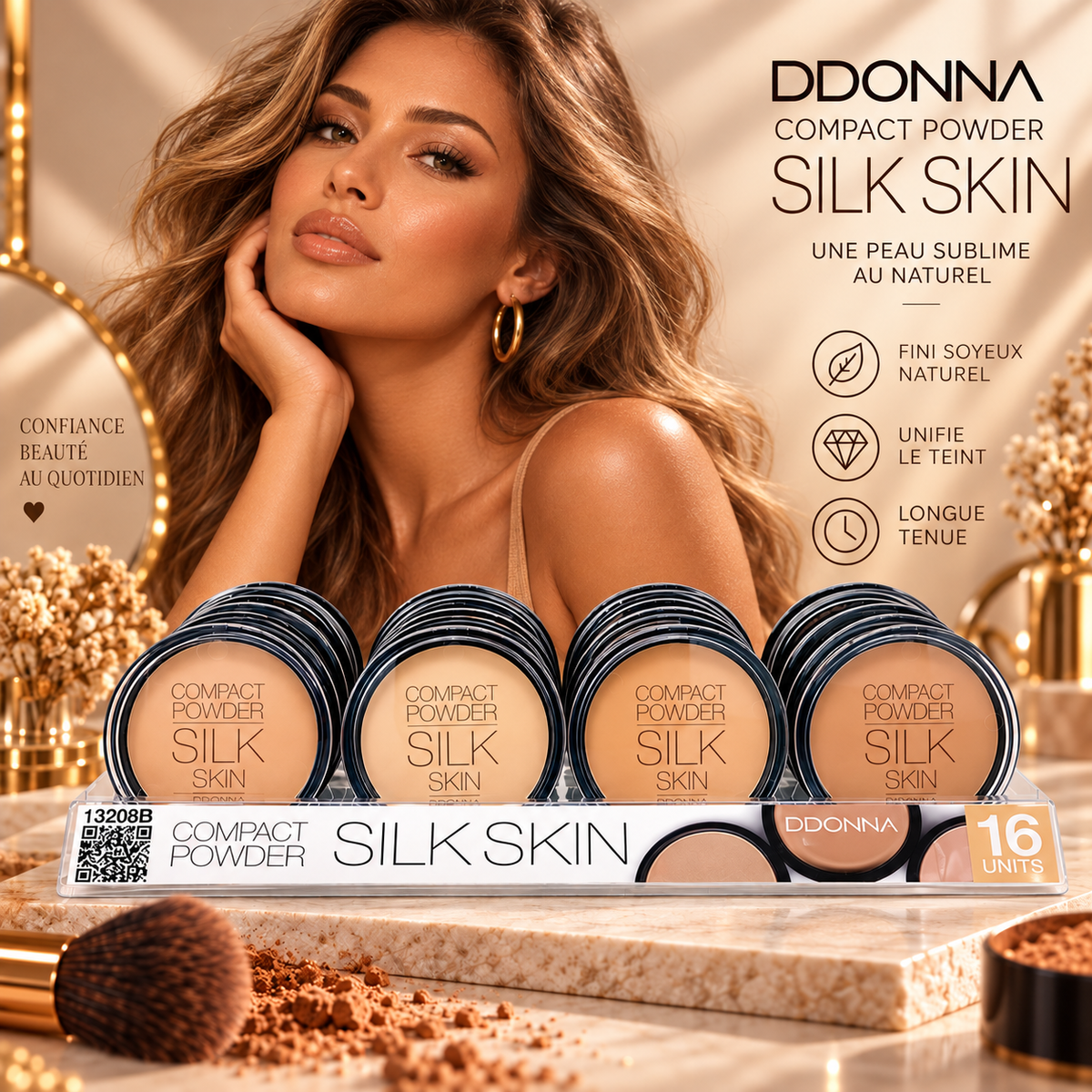 Lot de 16 Pièces- Poudre Compact Silk Skin Seconde Peau  - 13208B - D'Donna