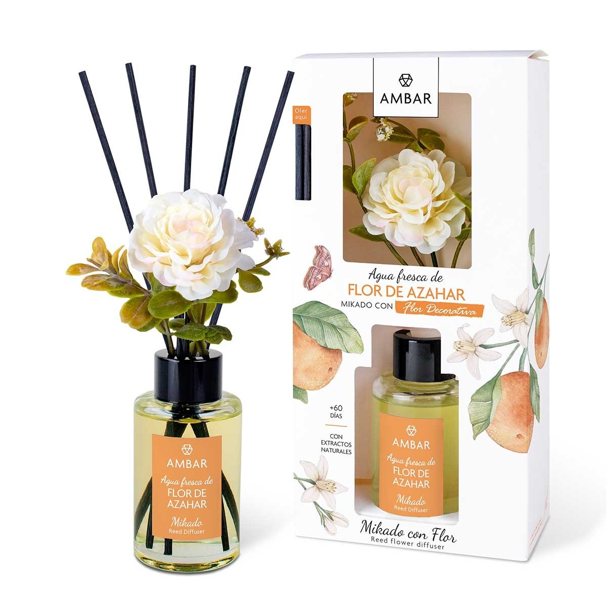 Set of 5 Pieces - Mikado "Agua Fresca" Range Orange Blossom Perfume Diffuser 75ml - Ambar