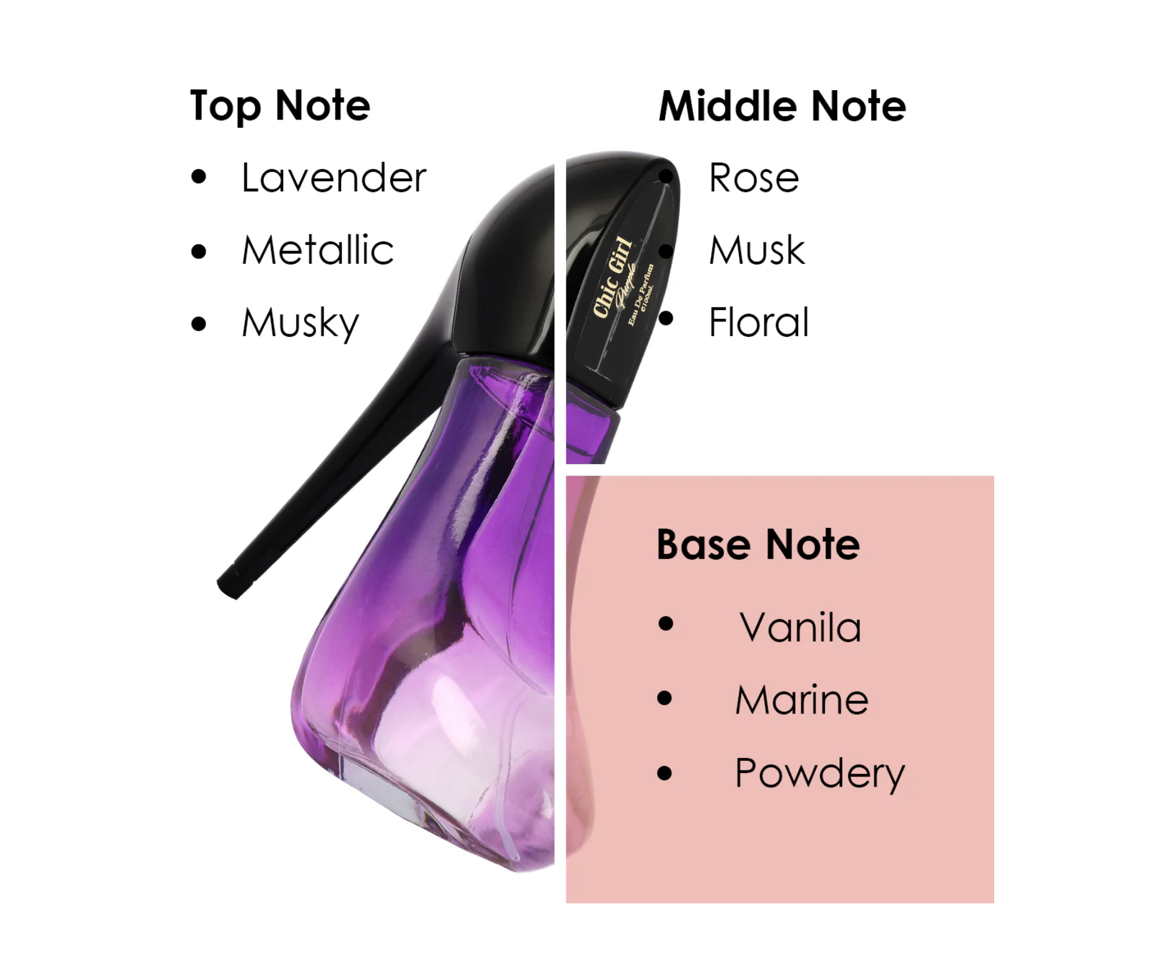 Lot de 3 Pièces - Coffret Parfum Shoes Chic Girl Purple 100ML - Fragrance Couture