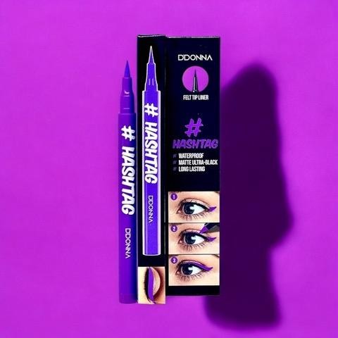 Set of 24 Pieces - Hashtag Eyeliner, Purple, Waterproof - 11251D - D'donna