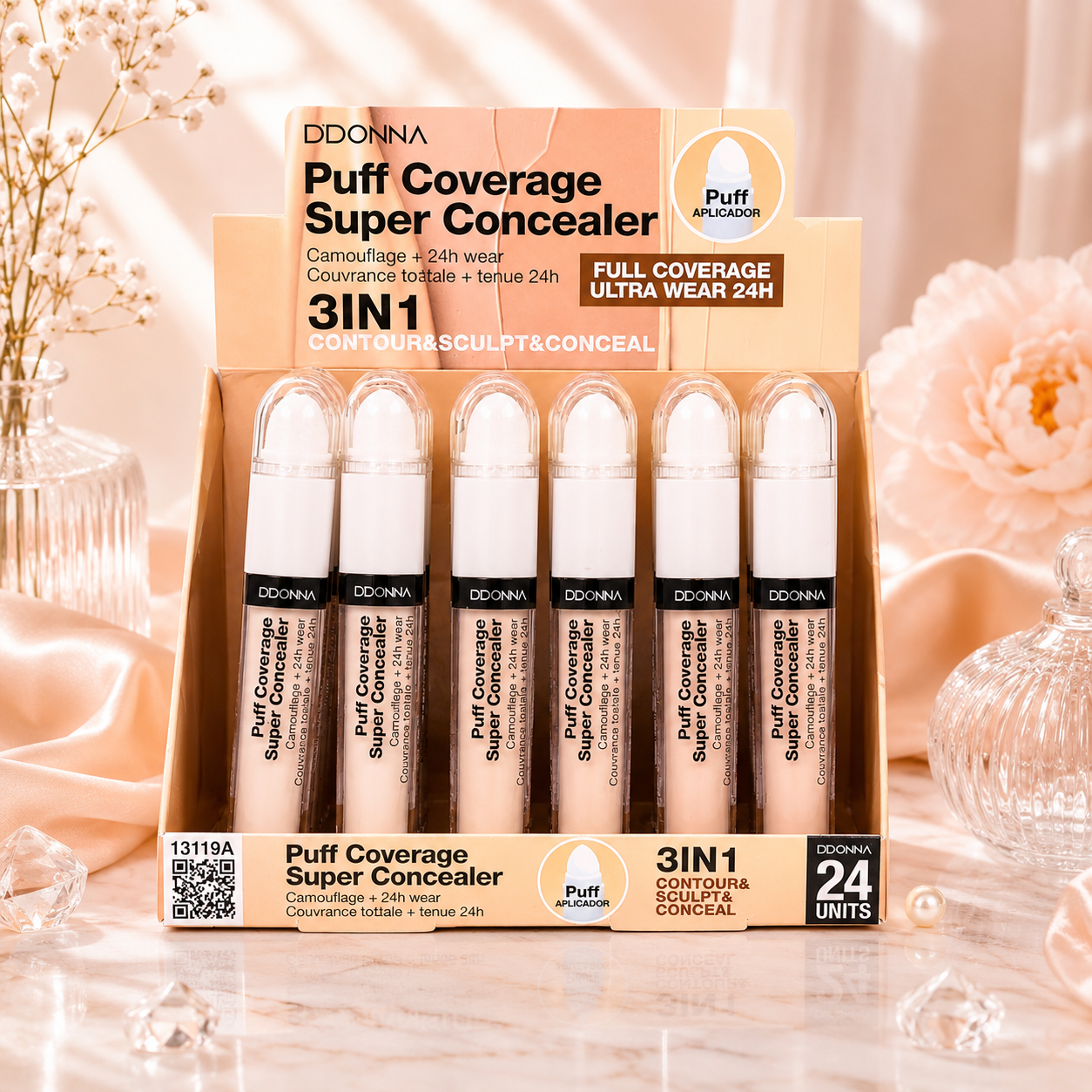 Lot de 24 Pièces - Correcteur de Teint 3 en 1 Ultra Couvrante 13119A - D'Donna