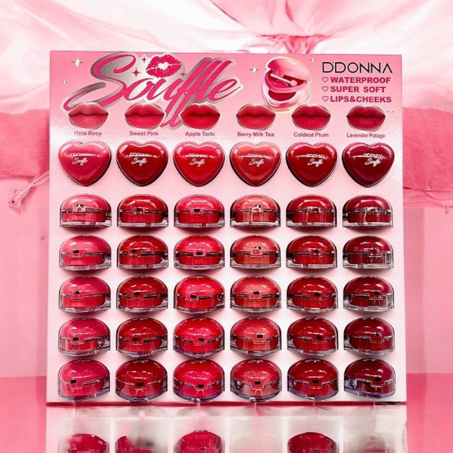 Présentoir de rouge à lèvres "souffle" d'donna 6 couleurs 12190A