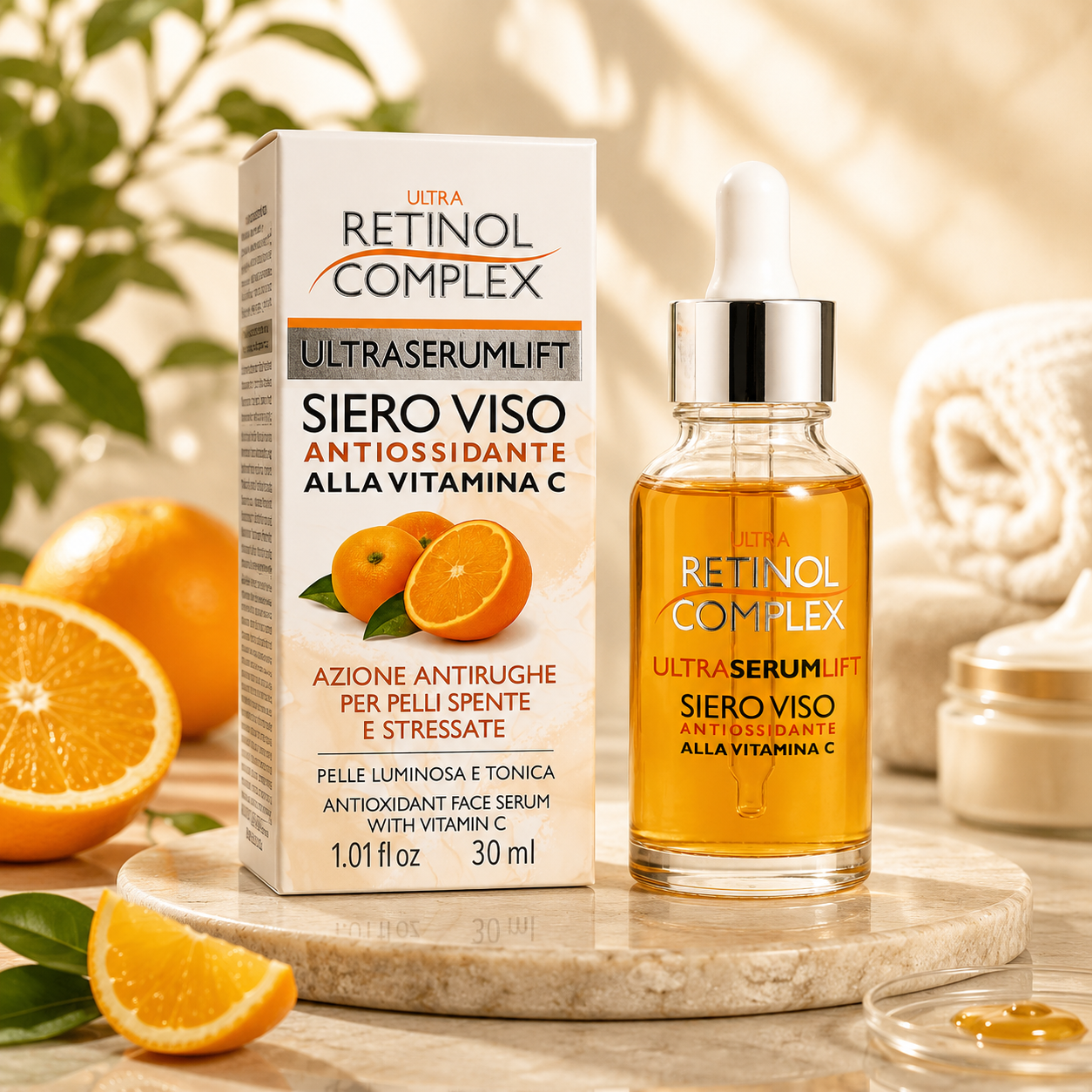 Lot de 6 Pièces - Sérum Visage Anti-Oxydant à la Vitamine C 30ml - Retinol Complex