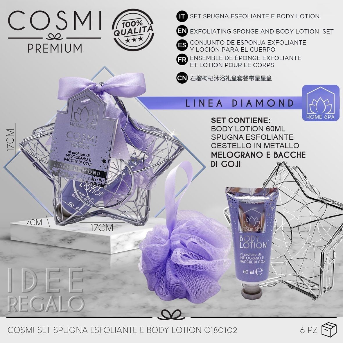 Set of 6 Gift Sets - Star Linea Diamond 2-Piece Body Set - Cosmi Premium