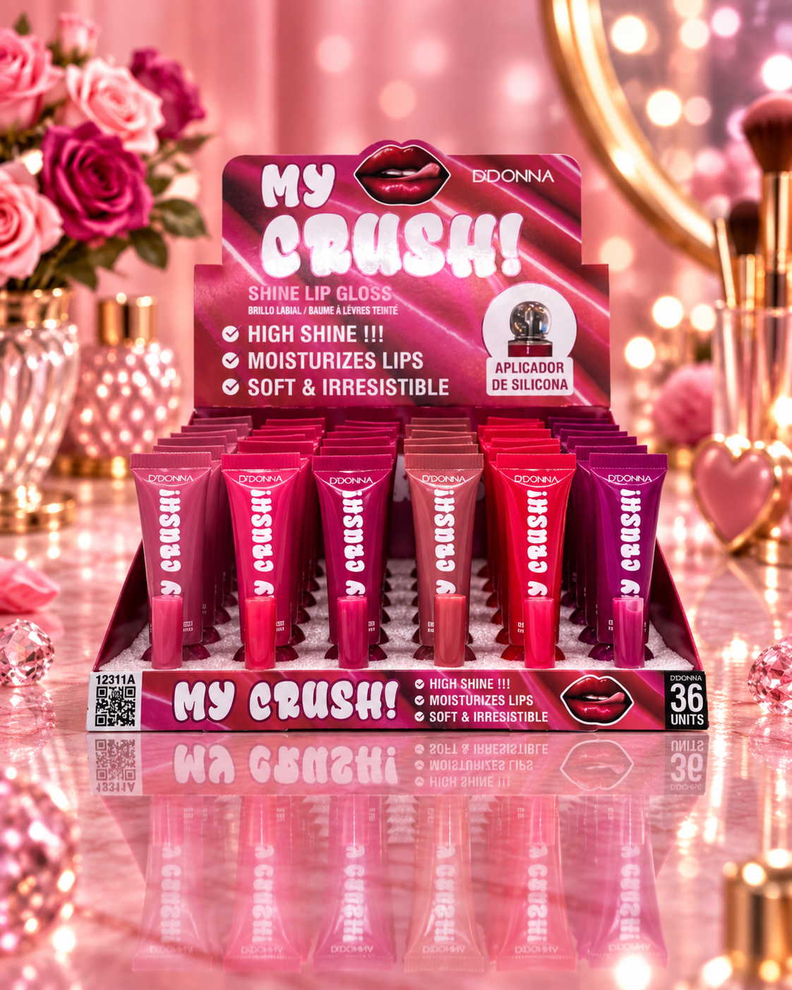 Lot de 24 Pièces  - Gloss My Crush Shine Lip Gloss - D'Donna