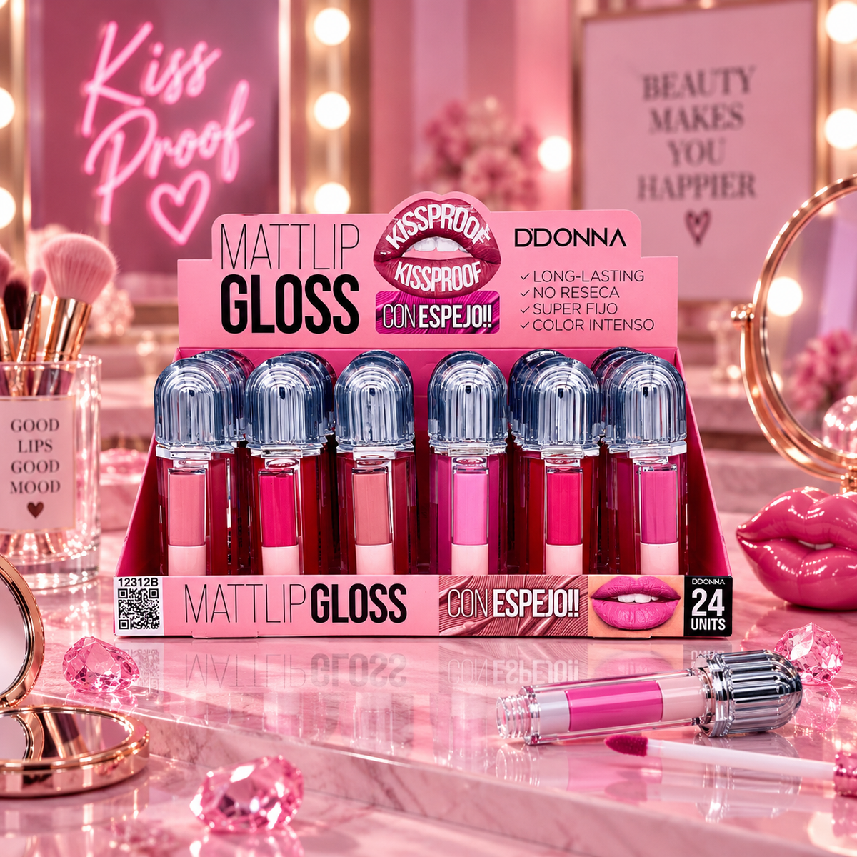 Lot de 24 Pièces - Gloss Glaze Lipshine D’Donna – Gloss Hydratant Effet Miroir & Volume – D'Donna