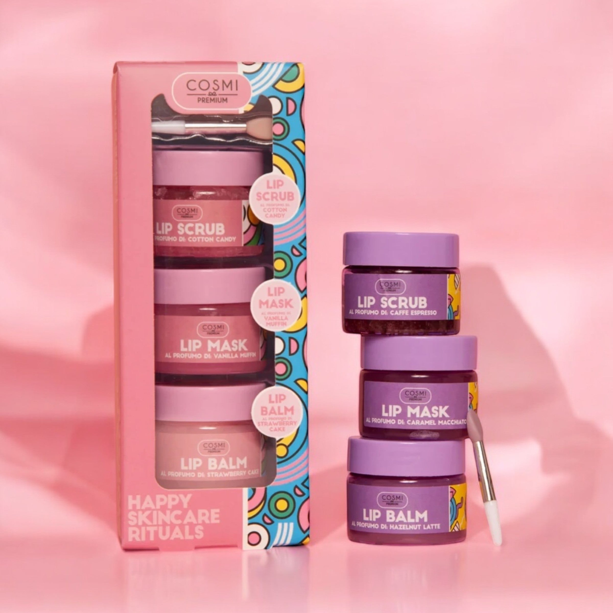 Lot de 6 set skincare pour les lèvres 4 pièces café - Cosmi premium