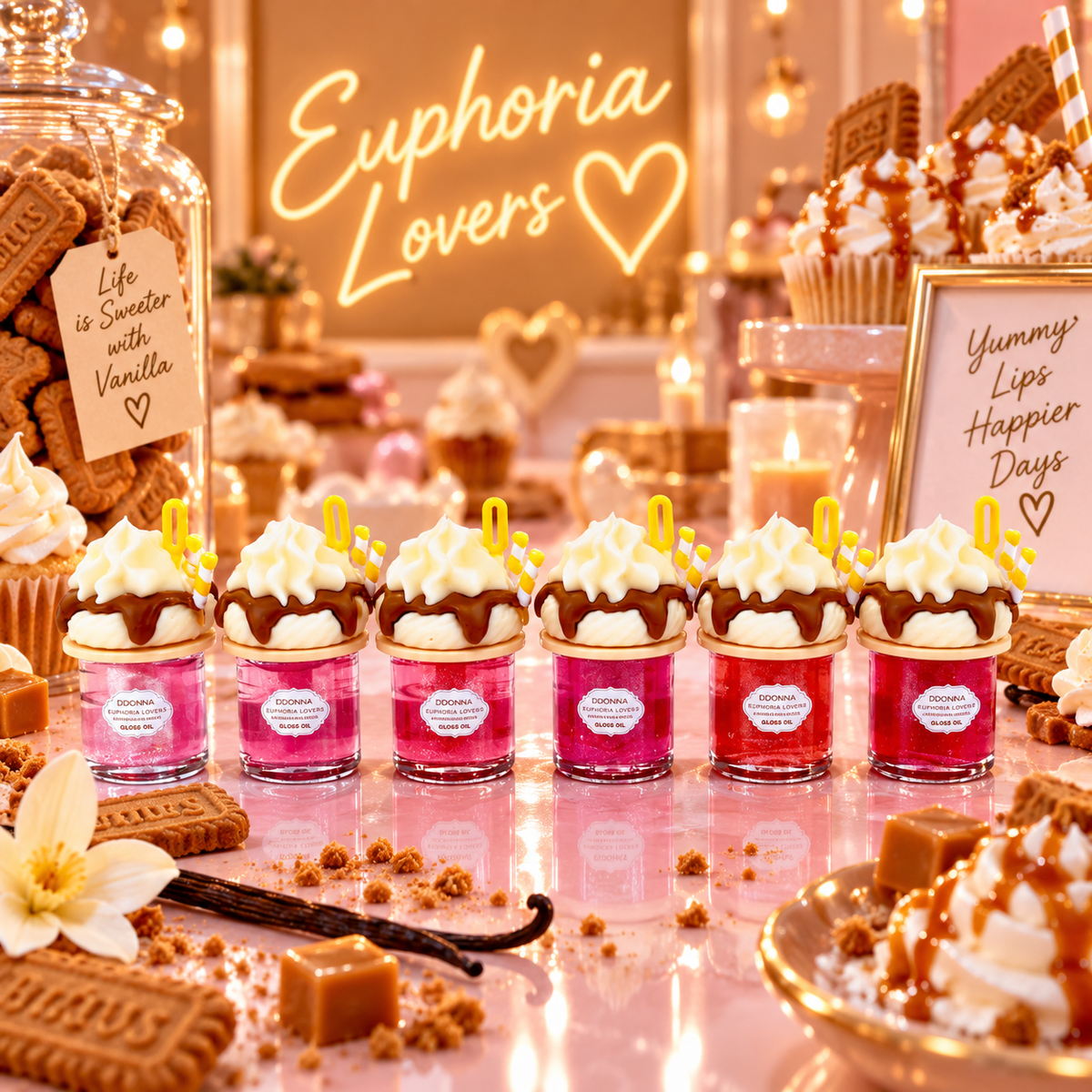 Lot de 24 Pièces - 🍯 Gloss Oil Euphoria Lovers – Collection Yummy Lips – D'Donna