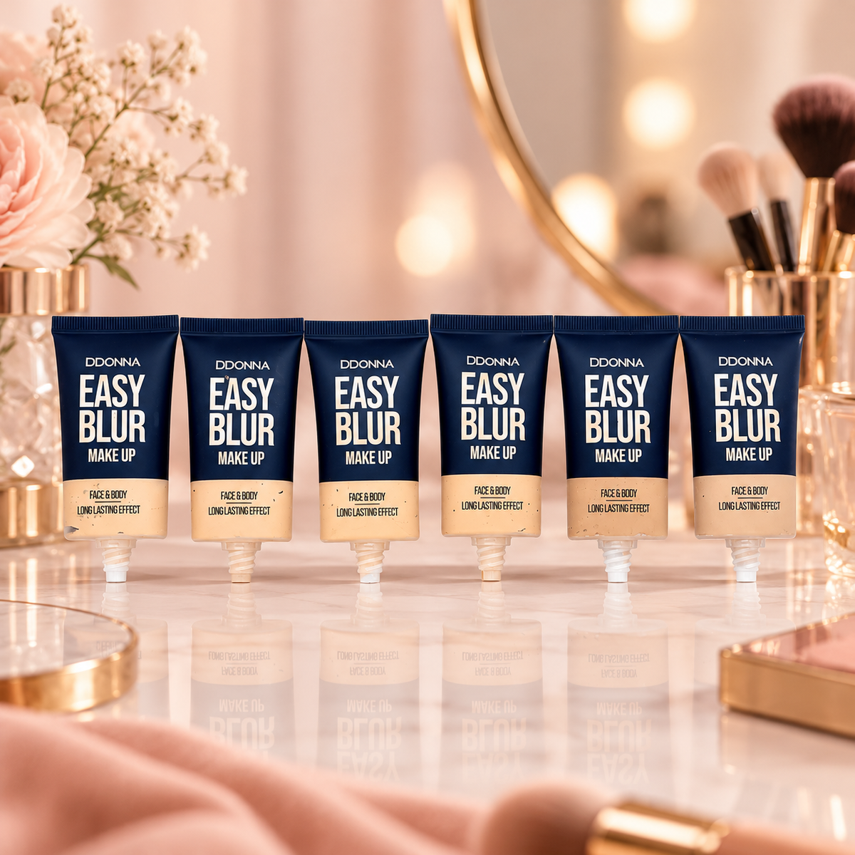 Lot de 24 Pièces - Fond de Teint Easy Blur Make Up – Sérum Hydratant Oil Free – Visage & Corps – D'Donna
