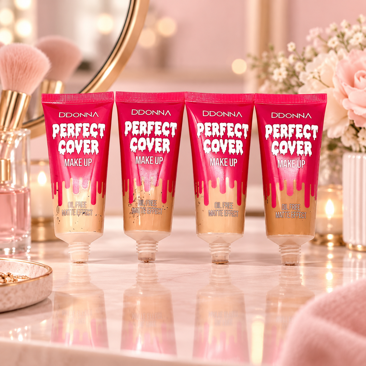 Lot de 24 Pièces - Fond de Teint Perfect Cover Make Up D’Donna – Fini Mat Oil Free – D'Donna