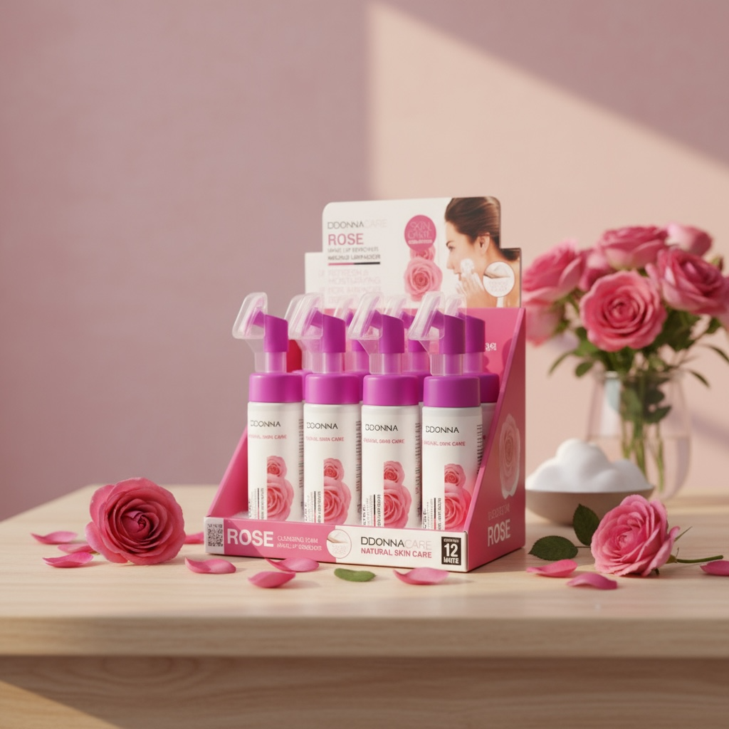 Lot de 12 mousse nettoyante natural skin care a la rose d'donna 10101B