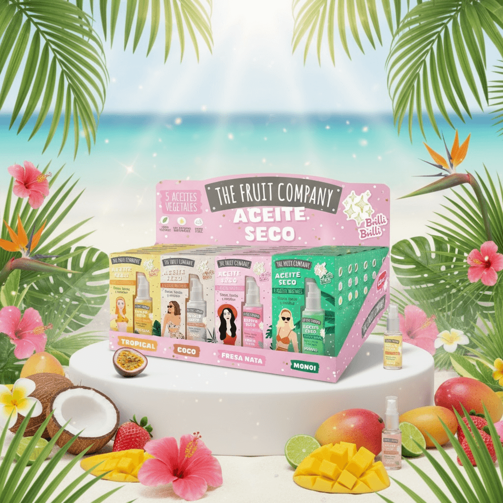 Lot de 12 presentoir d'huiles seche scintillante - The fruit compagny