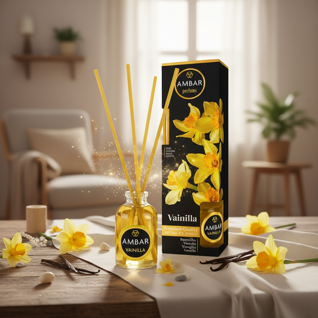 Lot de 12 (1,60 la pièce) - Mikado diffuseur parfum vanille 30ml - Ambar