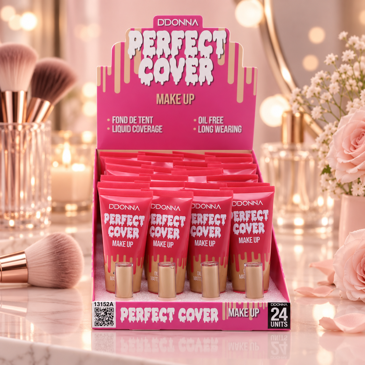 Lot de 24 Pièces - Fond de Teint Perfect Cover Make Up D’Donna – Fini Mat Oil Free – D'Donna