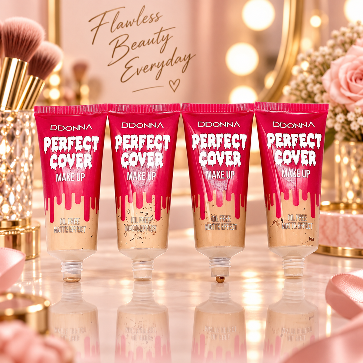 Lot de 24 Pièces - Fond de Teint Perfect Cover Make Up D’Donna – Fini Mat Oil Free – D'Donna