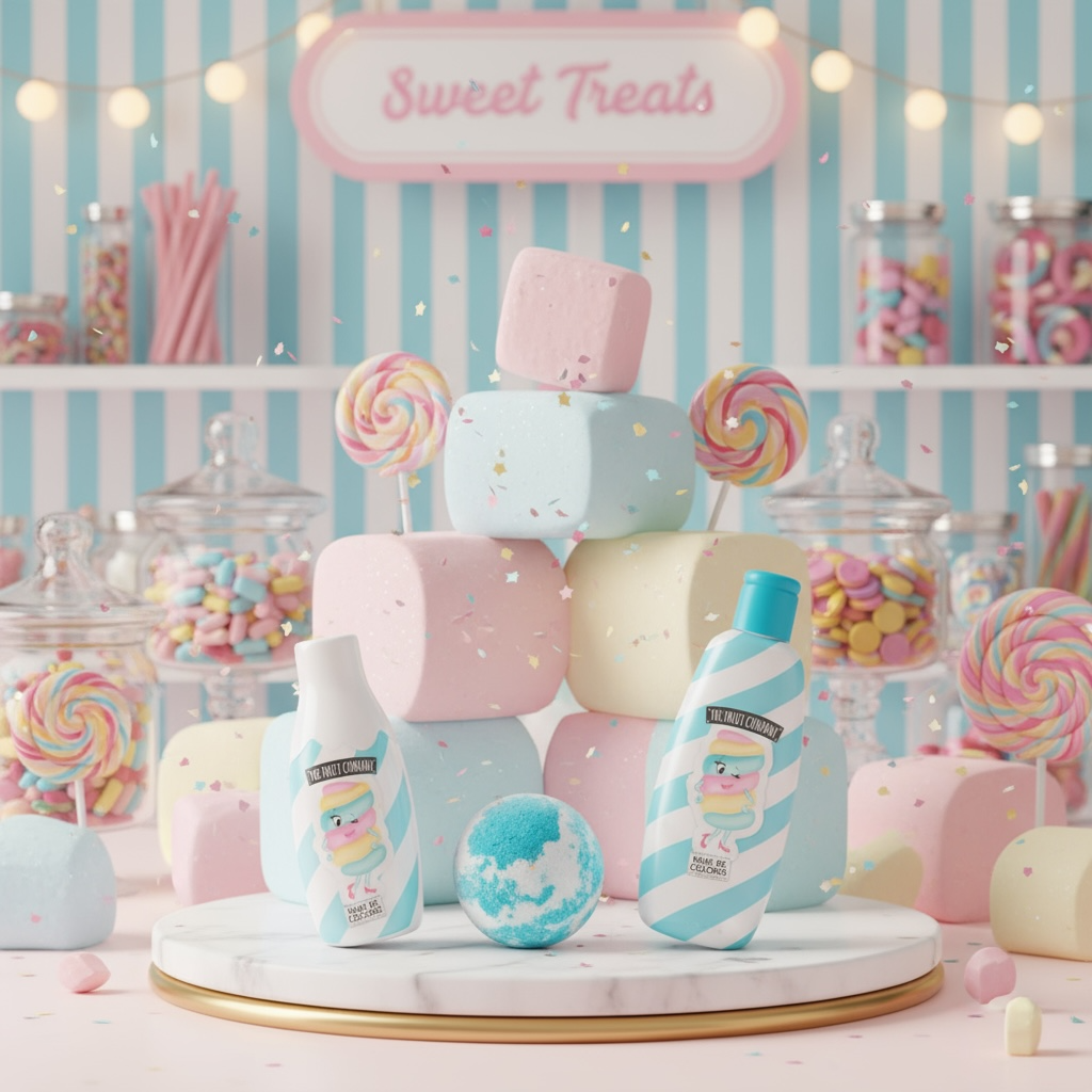 Lot de 3 Coffret - Coffret Noël de Bain 4 pièces Candy Shop Guimauve - The fruit company