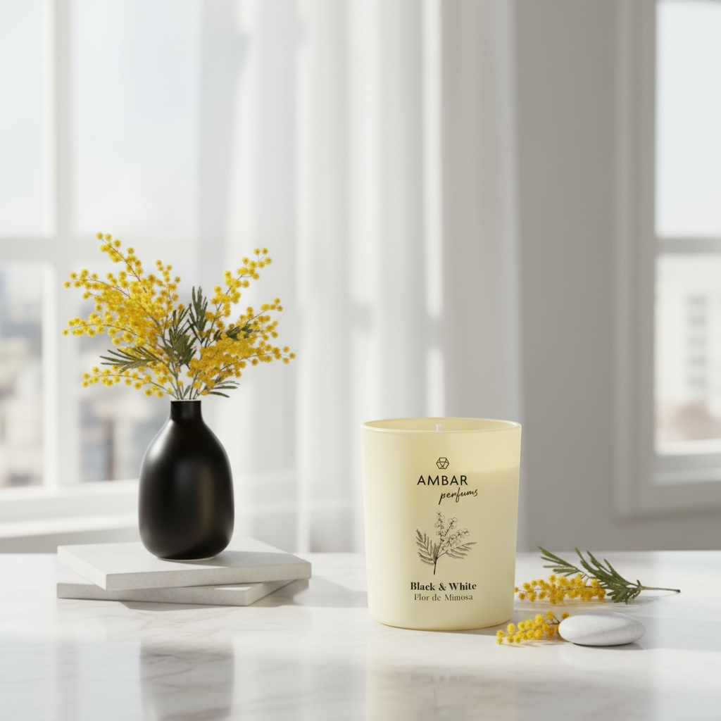 Lot de 8 - Bougie parfumée fleur de mimosa - Ambar