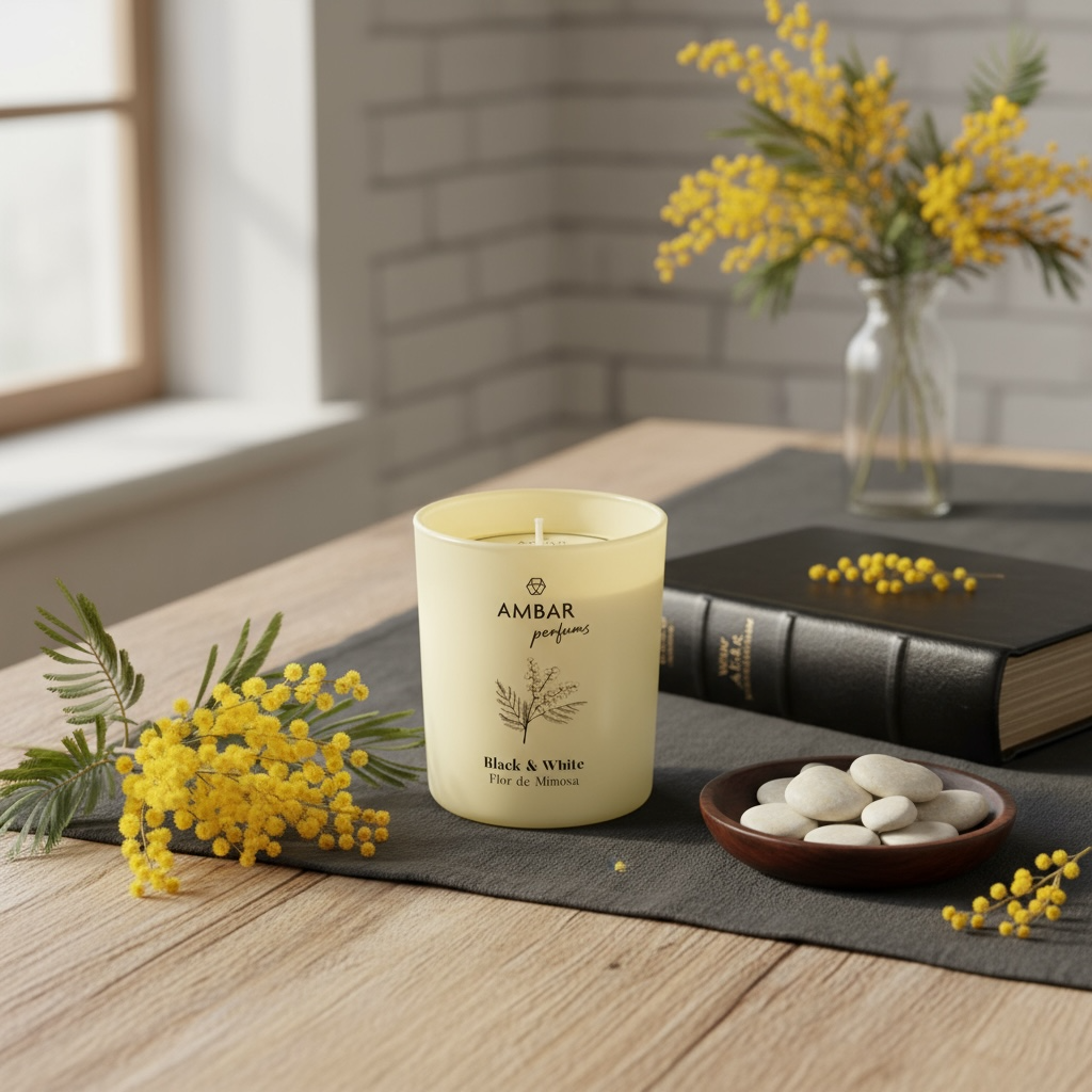 Lot de 8 - Bougie parfumée fleur de mimosa - Ambar