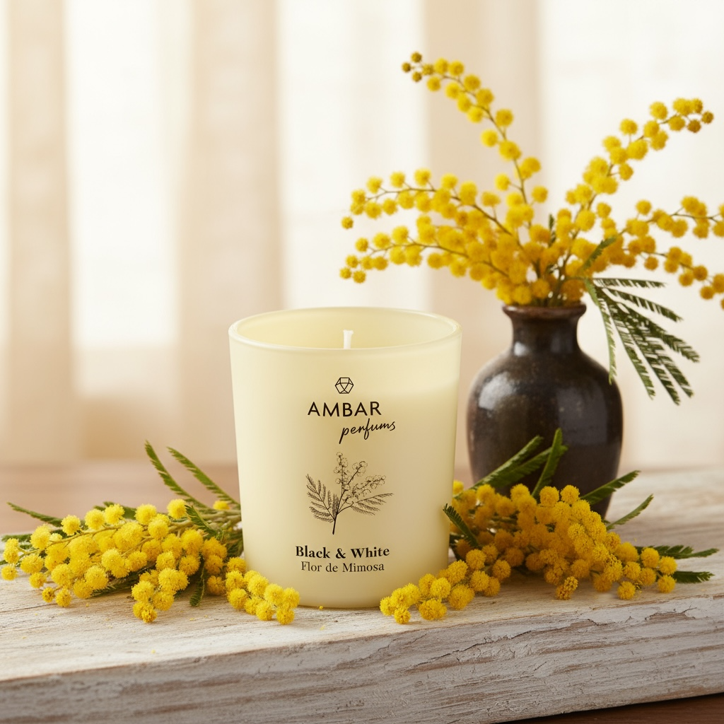 Lot de 8 - Bougie parfumée fleur de mimosa - Ambar