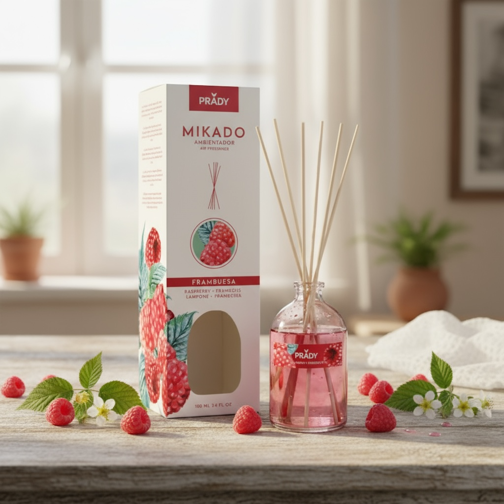 Lot de 6 - Diffuseur mikado framboise 100ml - Prady