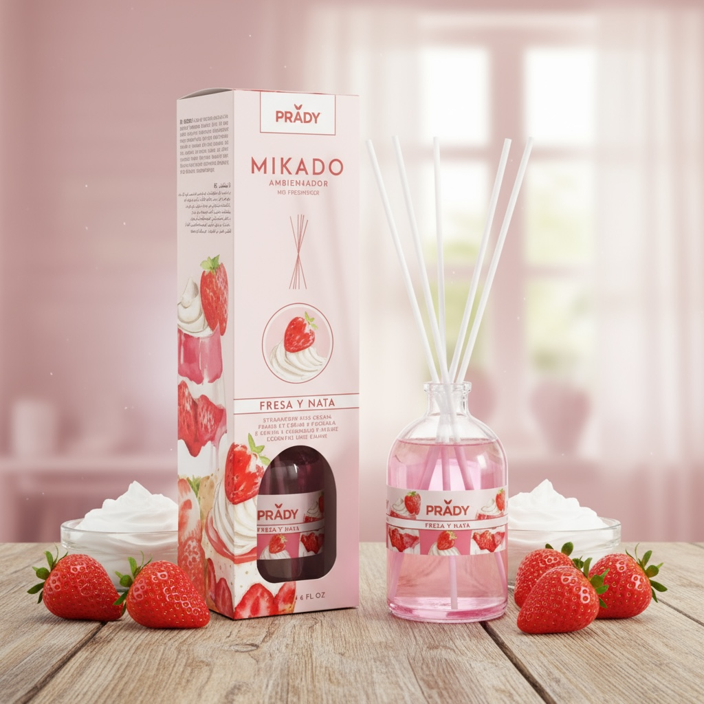 Lot de 6 - Diffuseur mikado fraise chantilly 100ml - Prady