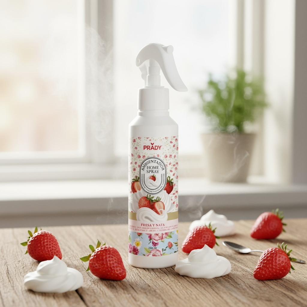 Lot de 6 spray d'ambiance maison tissu et voiture fraise chantilly 220ML - Prady