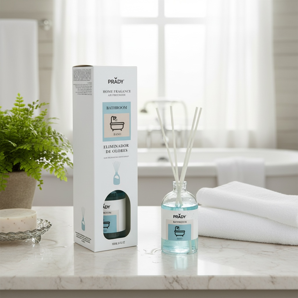 Lot de 6 mikado eliminateur d'odeurs pour salle de bain 100ML - Prady