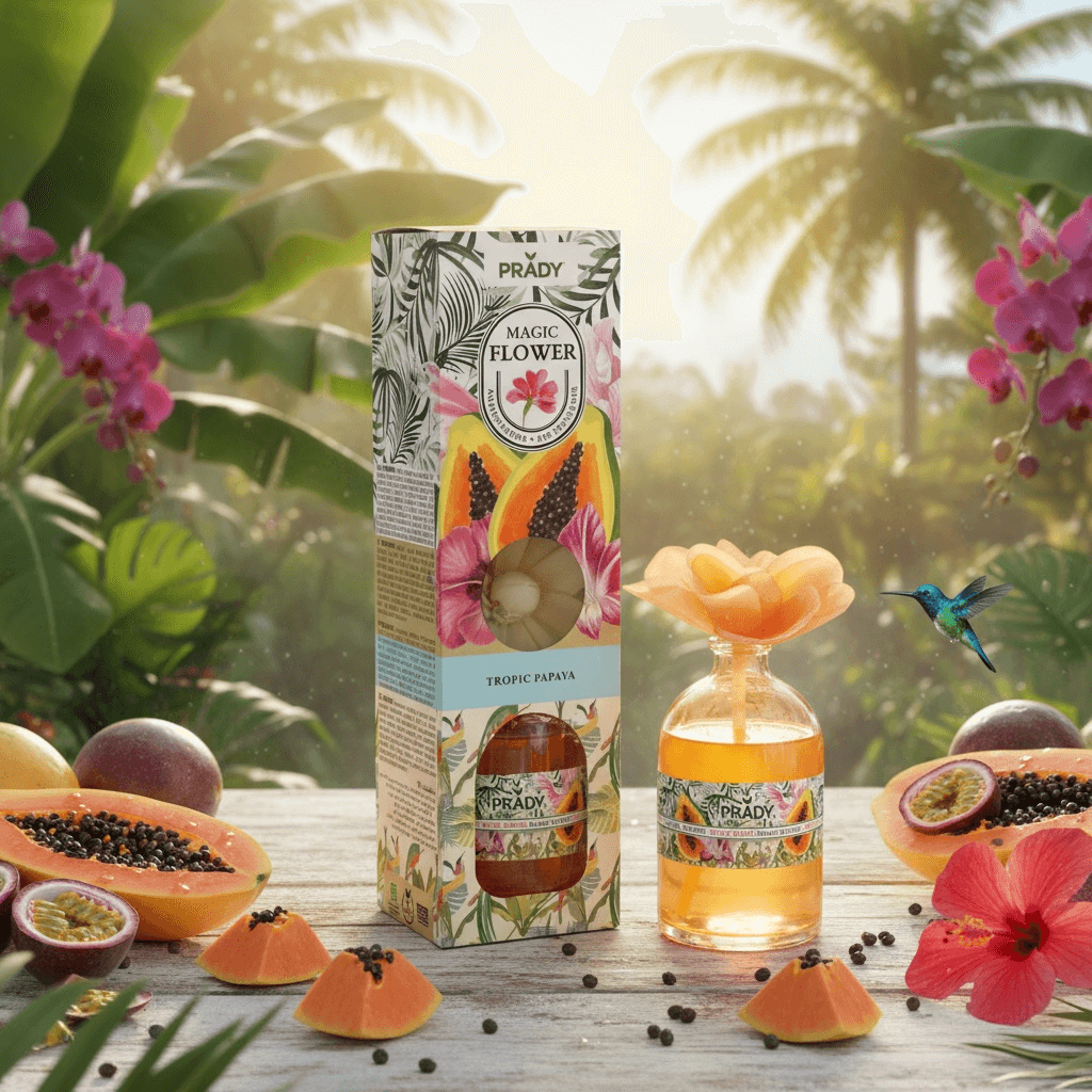 Lot de 6 - Diffuseur magic flower tropic papaya 100ml - Prady