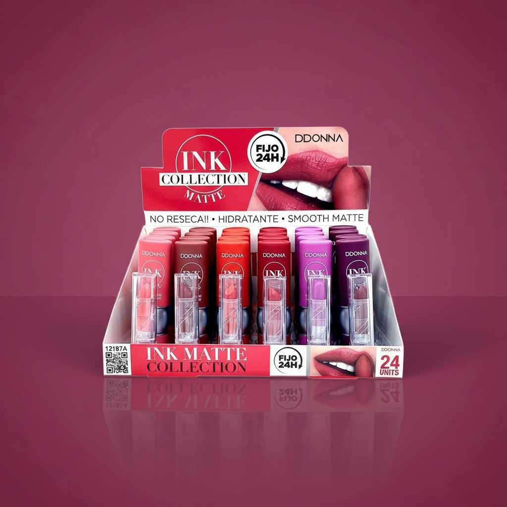 Lot de 24 rouge à lèvres ink collection matte ddonna 12187A