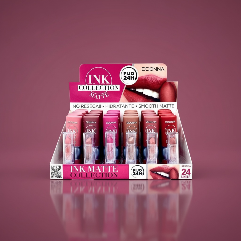 Lot de 24 rouge à lèvres ink collection mat ddonna 12187B