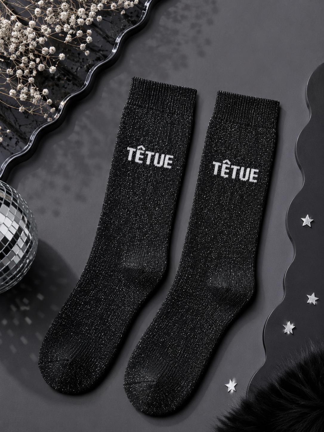 Lot de 5 Pièces - Paire de Chaussettes Fun "TÊTUE " Noir - Jolis Mots Tendres