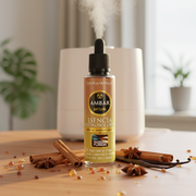 Set of 4 concentrated amber essences with cinnamon and vanilla scents
