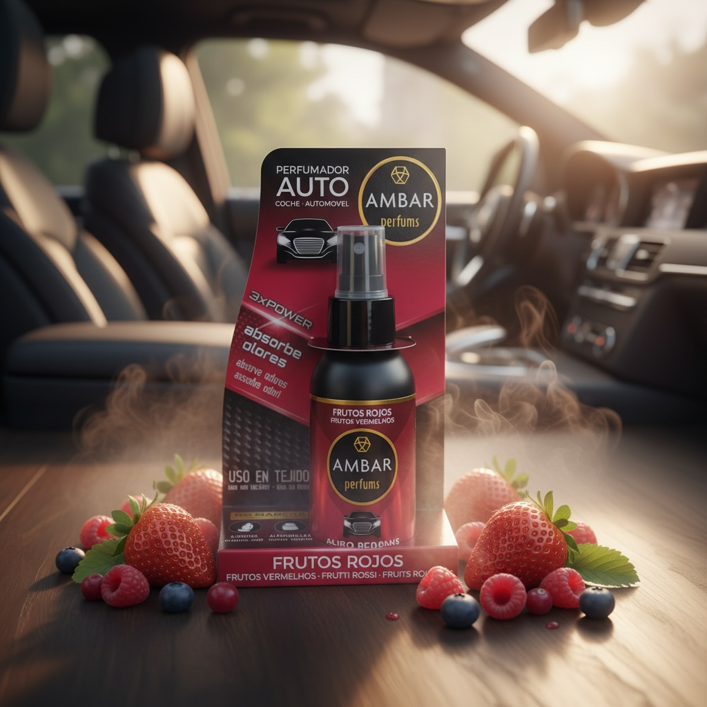 Lot de 10 spray desodorisant voiture fruits rouges ambar 90ML