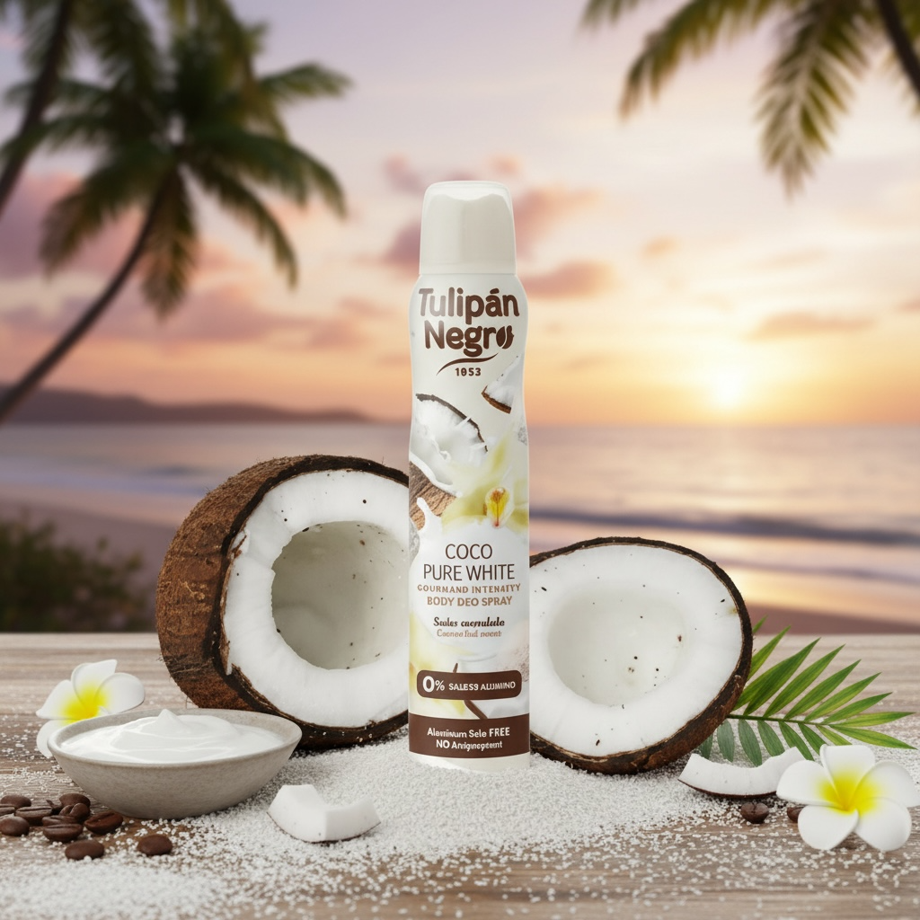 Lot de 6 déodorant spray tulipan negro coco pure white 200ML