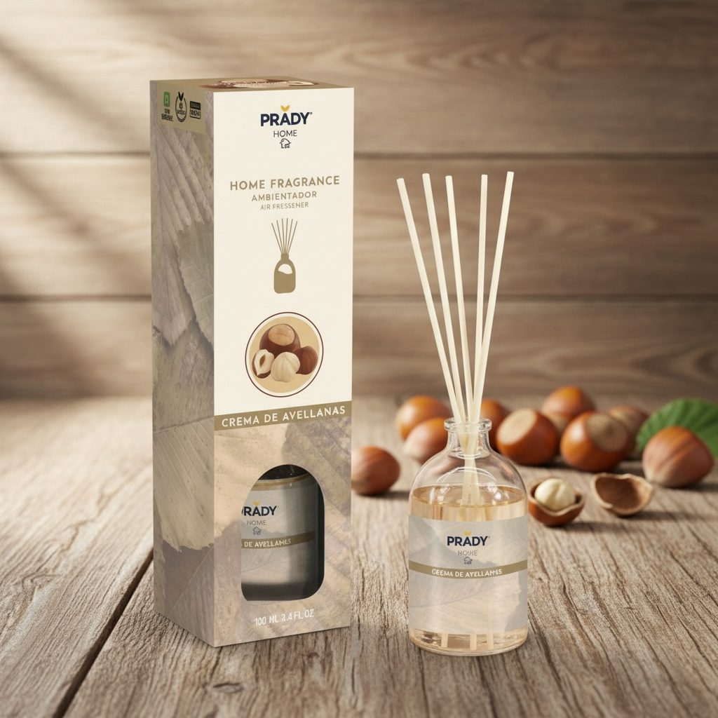 Lot de 6 - Diffuseur mikado crème de noisettes 100ml - Prady