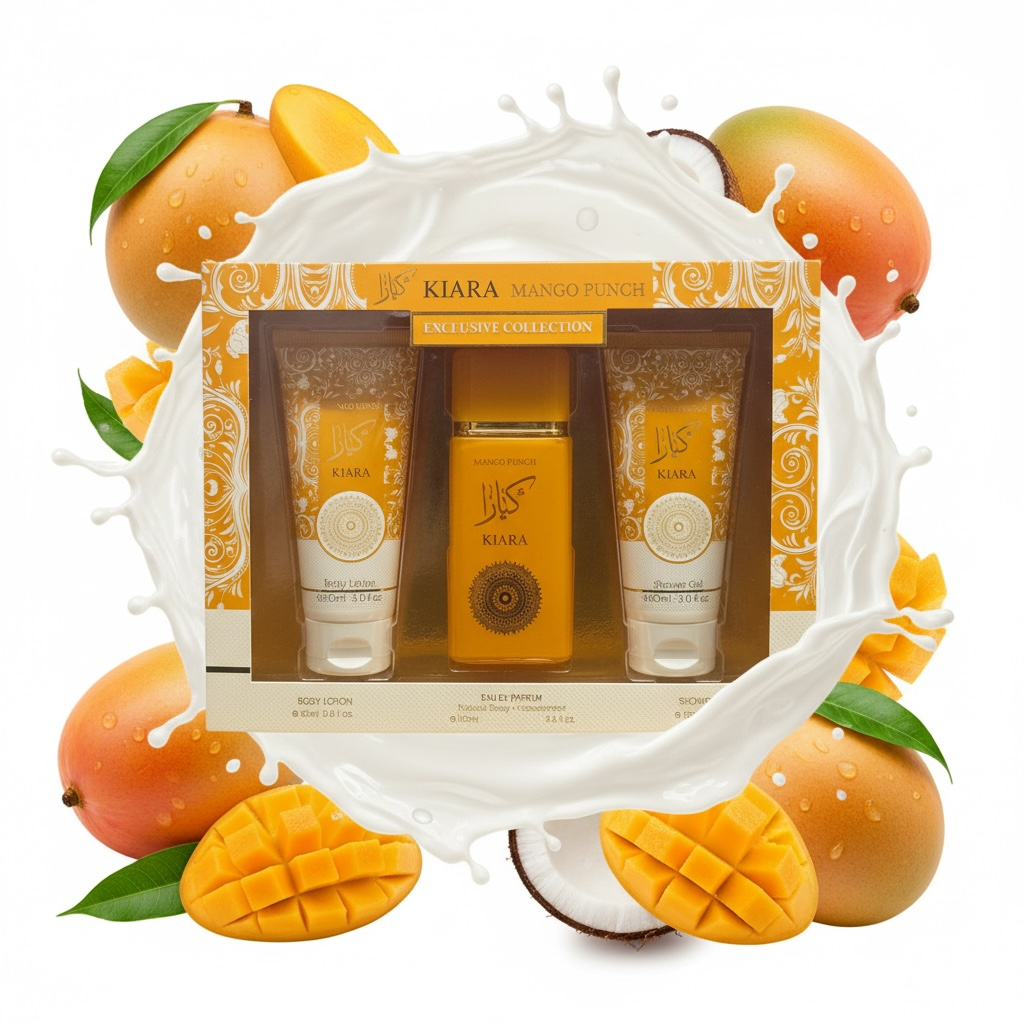 Lot de 4 Pièces - Coffret Bain & Parfum Kiara Mango Punch 3 pièces - Fragrance Couture