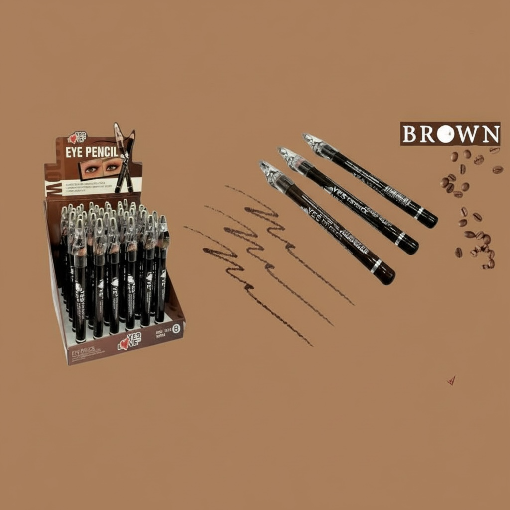 Lot de 36 crayon gras yeux sourcils brun intense + taille crayons - Yes love 1019B