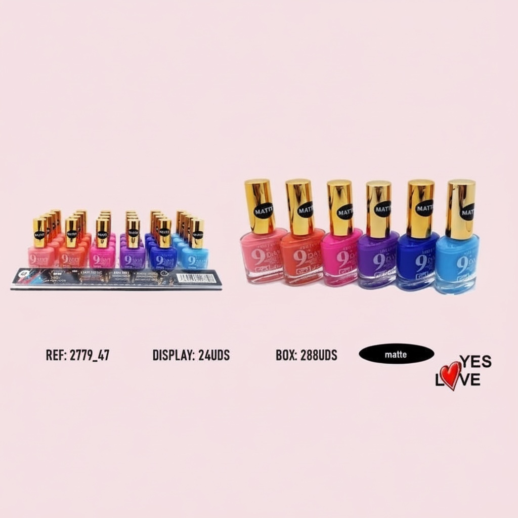 Set of 24 9-day gel effect nail polishes - Yes love n°47 