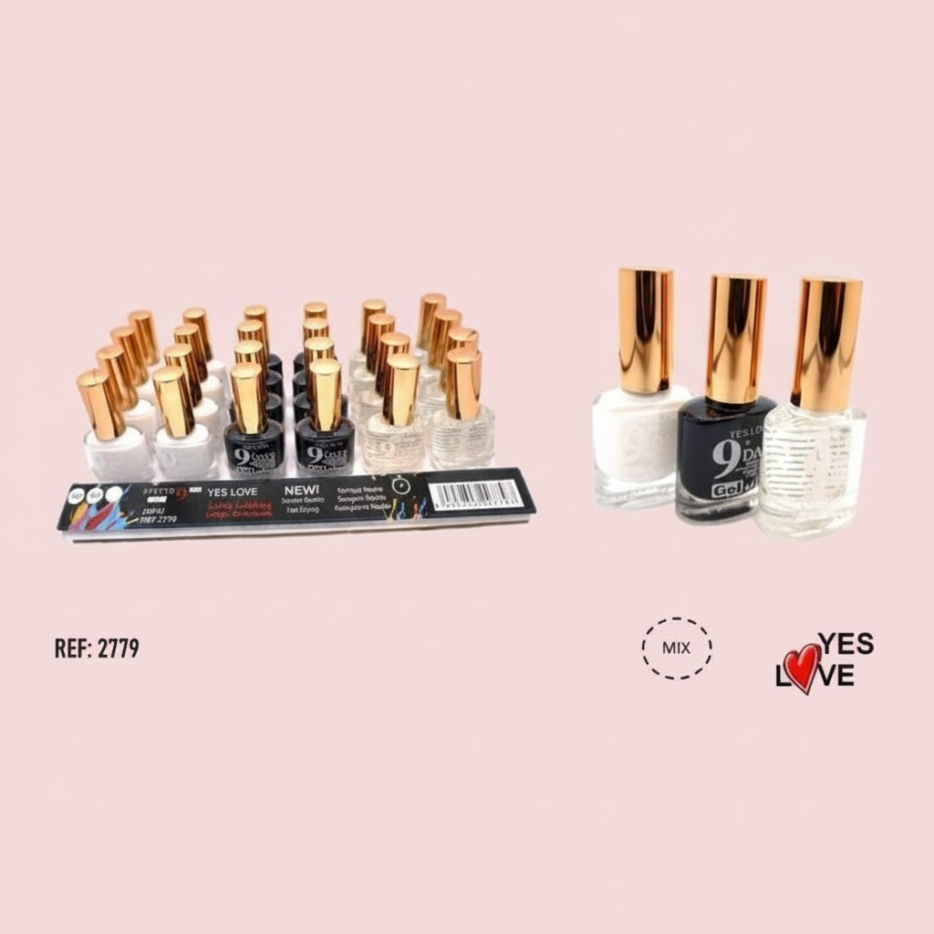 Set of 24 gel effect nail polishes, 9 days trio - Yes love