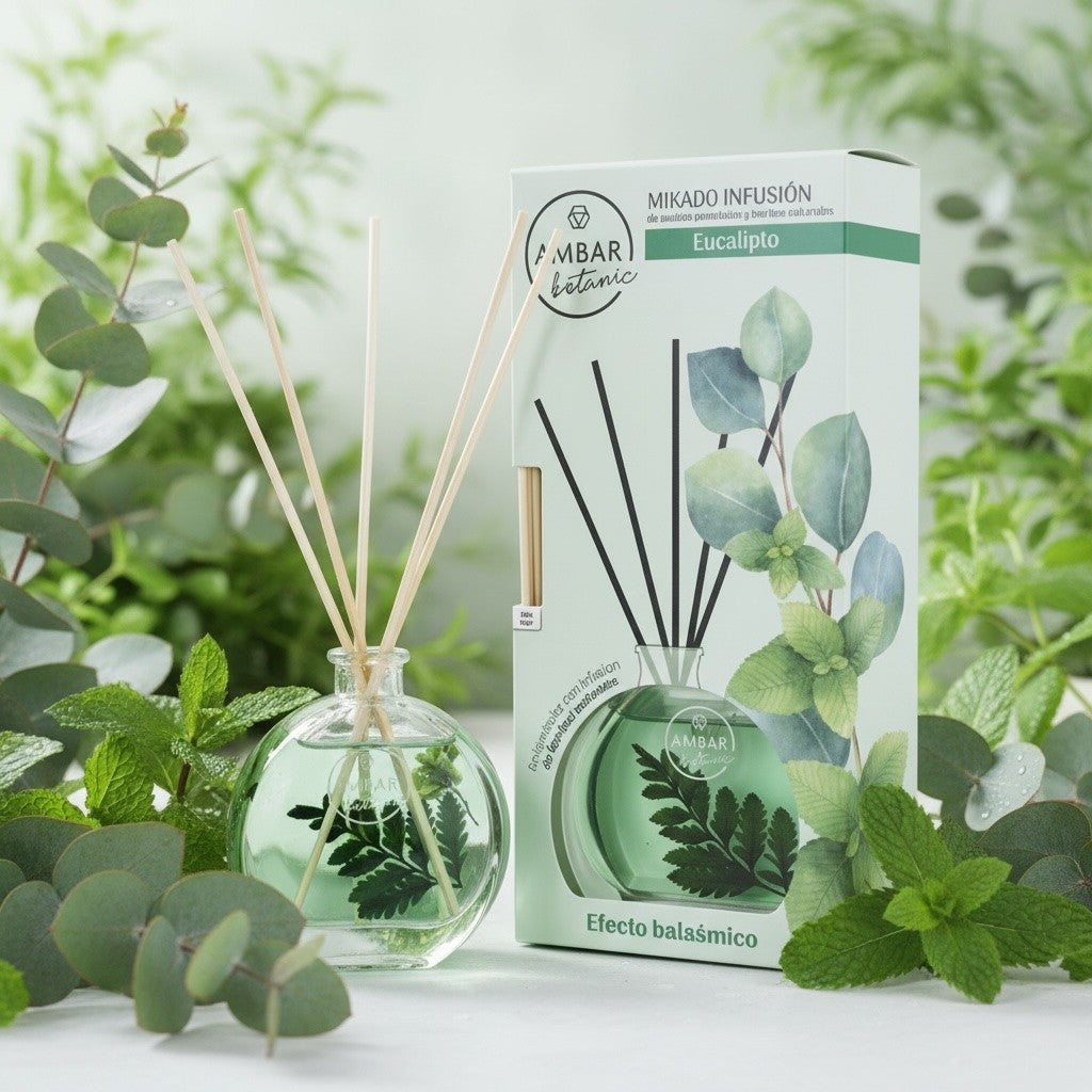 Lot de 5 - Diffuseur mikado botanic menthe eucalyptus 75ml - Ambar